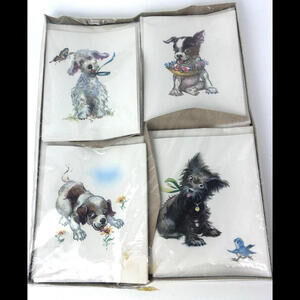 RARE Vintage MCM 1950's 60's Puppy Dog Stationary Note Card Set Unopened Bright!